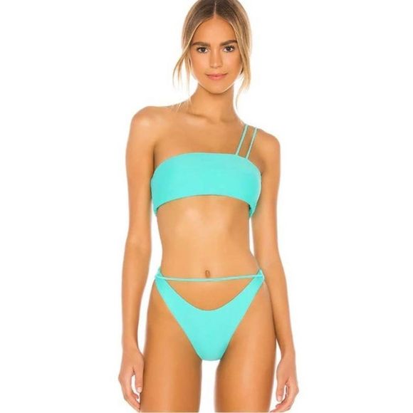 superdown Other - SUPERDOWN REVOLVE  kahlia bikini swim top teal one shoulder double strap small